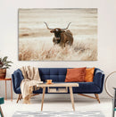 Texas Longhorn Wall Art Canvas Print – Framed Brown Horned