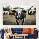 Texas Longhorn Wall Art – Framed Speckled Cow Canvas by MyGreatCanvas | Canvas Wall Art Prints | Photo Prints & Wall Decor