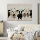 Longhorn Cattle Wall Art Canvas Print – Framed Bison Herd