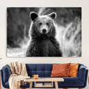 Grizzly Bear Wall Art Canvas Print – Framed Black White