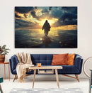 Jesus Walks Wall Art Canvas Print Framed Divine Sunset Art