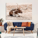 Texas Longhorn Wall Art Canvas Print – Framed Resting Bull by MyGreatCanvas | Canvas Wall Art Prints | Photo Prints & Wall Decor