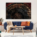 Dark Wood Ring Wall Art Canvas Print – Framed Abstract Tree