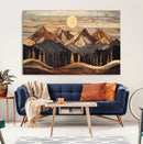 Wood Mountain Wall Art Canvas Print – Framed Boho Abstract