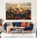 Wood Mountain Landscape Wall Art Canvas Print – Framed