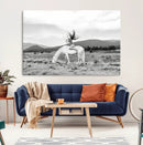 White Horse Wall Art Canvas Print – Framed Woman Rider