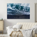 Black Beach Wall Art Canvas Print – Framed Aerial Ocean View