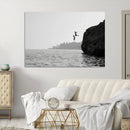 Jumping Wall Art Canvas Print – Framed Coastal Ocean Scene