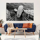 Black White Surfing Wall Art Canvas Print – Framed Coastal by MyGreatCanvas | Canvas Wall Art Prints | Photo Prints & Wall Decor