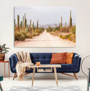 Desert Cactus Lined Road Wall Art Canvas Print – Framed by MyGreatCanvas | Canvas Wall Art Prints | Photo Prints & Wall Decor