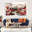 Modern Japanese Wall Art Canvas Print – Framed Abstract