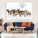 Winter Elk Scene Wall Art Canvas Print – Framed Wildlife by MyGreatCanvas | Canvas Wall Art Prints | Photo Prints & Wall Decor