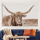 Longhorn Bull Photo Wall Art Canvas Print, Framed Rustic Cow by MyGreatCanvas | Canvas Wall Art Prints | Photo Prints & Wall Decor