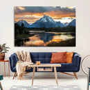 Mountain Sunset Wall Art Canvas Print – Framed Alpine