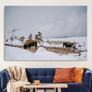 Bison Wildlife Wall Art Canvas Print, Framed Snowy Prairie by MyGreatCanvas | Canvas Wall Art Prints | Photo Prints & Wall Decor