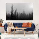Misty Pines Wall Art Canvas Print – Framed Woodland