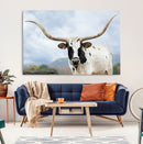 Texas Longhorn Wall Art Canvas Print – Framed Western Rustic