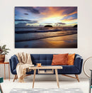 Beach Sunset Wall Art Canvas Print – Framed Ocean Waves Art by MyGreatCanvas | Canvas Wall Art Prints | Photo Prints & Wall Decor