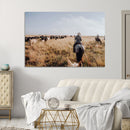 Western Wall Art Canvas Print – Framed Cowboy Cattle Drive