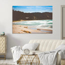 Tranquil Beach Scene Wall Art Canvas Print – Framed Blue