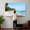 Palm Tree Coast Wall Art Canvas Print – Framed Island Getaway with Crystal Blue Water Scenic Artwork for Home, Office by MyGreatCanvas | Canvas Wall Art Prints | Photo Prints & Wall Decor