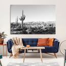 Saguaro Cactus Wall Art Canvas Print – Framed Monochrome