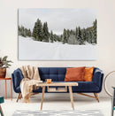 Frosty Pines Wall Art Canvas Print – Framed Silent Snowfall