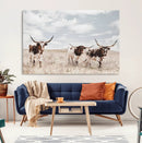 Majestic Longhorn Cows Wall Art Canvas Print – Rustic by MyGreatCanvas | Canvas Wall Art Prints | Photo Prints & Wall Decor