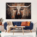 Rustic Longhorn Bull Wall Art Canvas Print – Vintage Western by MyGreatCanvas | Canvas Wall Art Prints | Photo Prints & Wall Decor