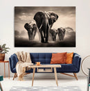 Elephant Family Wall Art Canvas Print, Framed Elephant Wall