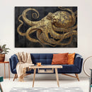 Octopus Wall Art Canvas Print – Gold Detail Wooden Marine by MyGreatCanvas | Canvas Wall Art Prints | Photo Prints & Wall Decor