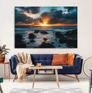 Ocean Sunset Wall Art Canvas Print – Rocky Shore Waves by MyGreatCanvas | Canvas Wall Art Prints | Photo Prints & Wall Decor