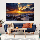 Sunset Ocean Wall Art Canvas Print – Waves Rocky Shore by MyGreatCanvas | Canvas Wall Art Prints | Photo Prints & Wall Decor