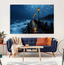 Dark Stormy Pier Wall Art Canvas Print, Moody Ocean Night by MyGreatCanvas | Canvas Wall Art Prints | Photo Prints & Wall Decor