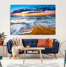 Ocean Waves Wall Art Canvas Print Ocean Waves Beach Sunset by MyGreatCanvas | Canvas Wall Art Prints | Photo Prints & Wall Decor