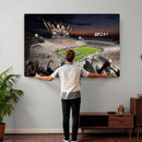 Epic Night Football Stadium Wall Art Canvas Print, Fireworks