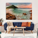 Stunning Coastal Landscape with Rocky Shore and Green Hills by MyGreatCanvas | Canvas Wall Art Prints | Photo Prints & Wall Decor