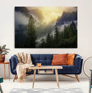 Misty Forest Sunrise Wall Art, Mountain Valley with Pine by MyGreatCanvas | Canvas Wall Art Prints | Photo Prints & Wall Decor