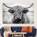 Black White Highland Cow Wall Art Canvas Print by MyGreatCanvas | Canvas Wall Art Prints | Photo Prints & Wall Decor