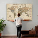 Personalized Custom World Map Wall Art Canvas Print – Travel