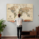 Personalized Custom World Map Wall Art Canvas Print – Travel