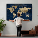 Custom Push Pin World Map Wall Art Canvas Print –