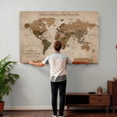 Personalized Push Pin World Map Canvas Print – Custom Framed