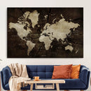 World Map Wall Art Canvas Print – Framed Travel Map Wall Art