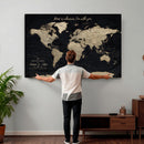 Personalized Push Pin World Map Canvas – Custom Framed