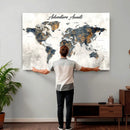 Custom Push Pin World Map Canvas Print – Framed Personalized