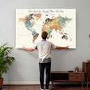 Detailed Custom World Map Print – Framed Custom Push Pin
