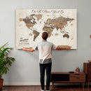Personalized Push Pin World Map Canvas Print Custom Family
