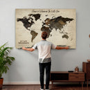 Custom Push Pin World Map Wall Art Canvas Print –