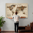 Large Custom World Map Canvas – Custom Framed Push Pin